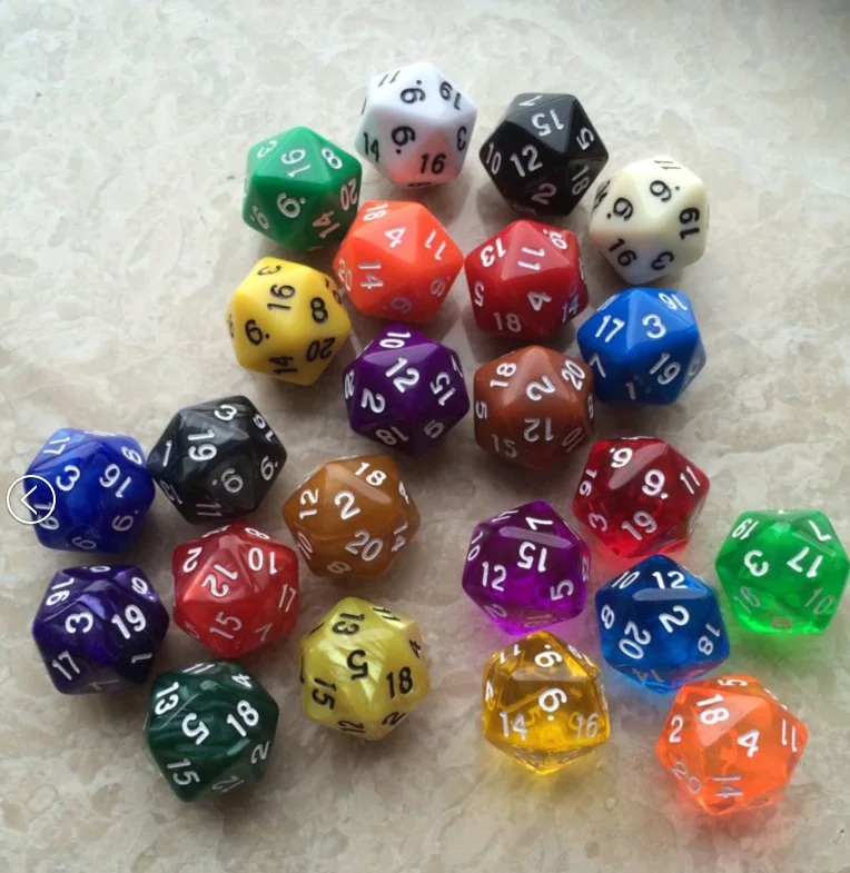 

Factory 19mm d20 20 sided engraved play game dice, Color