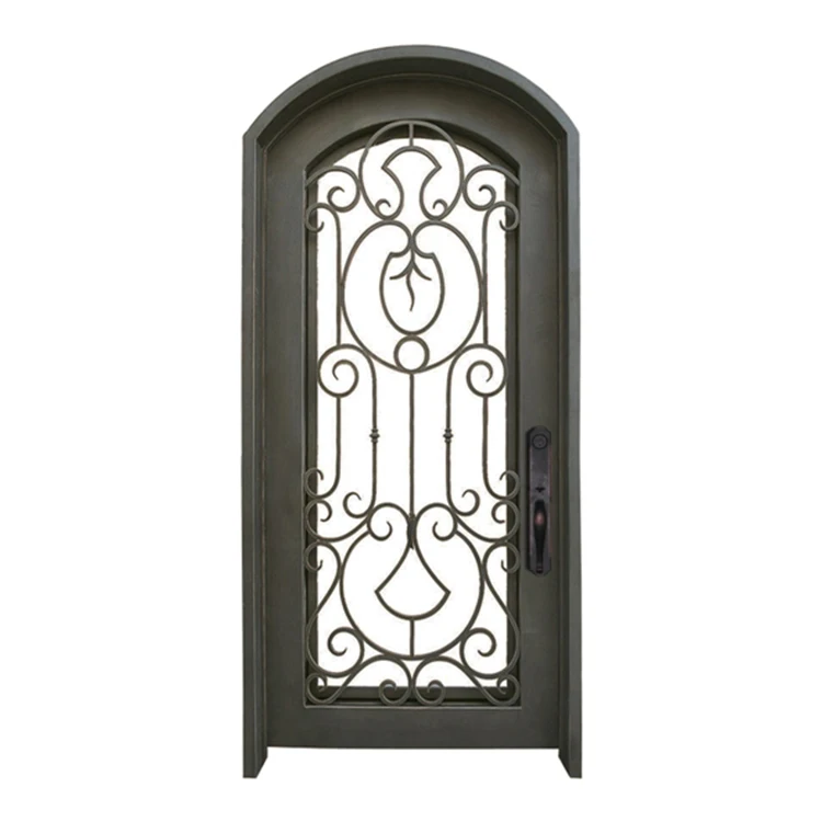 Good cheap chinese steel security doors forged apartment wrought iron single door