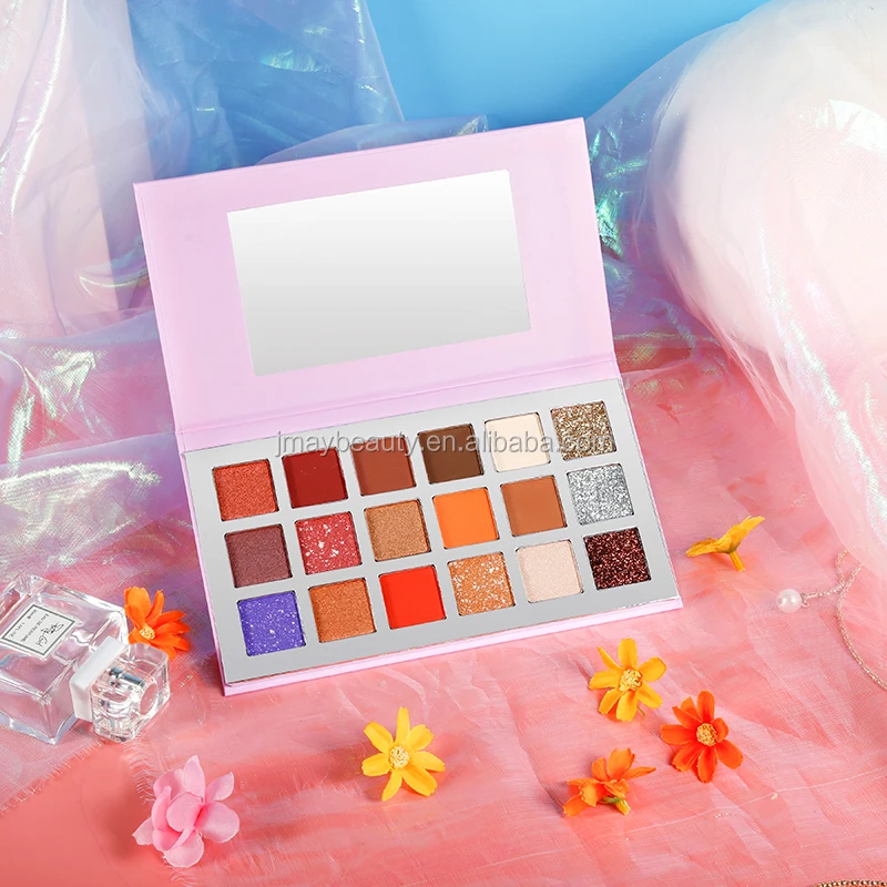 

No branded 2019 NEW wholesale no logo purple 18 color glitter makeup eyeshadow palette low moq