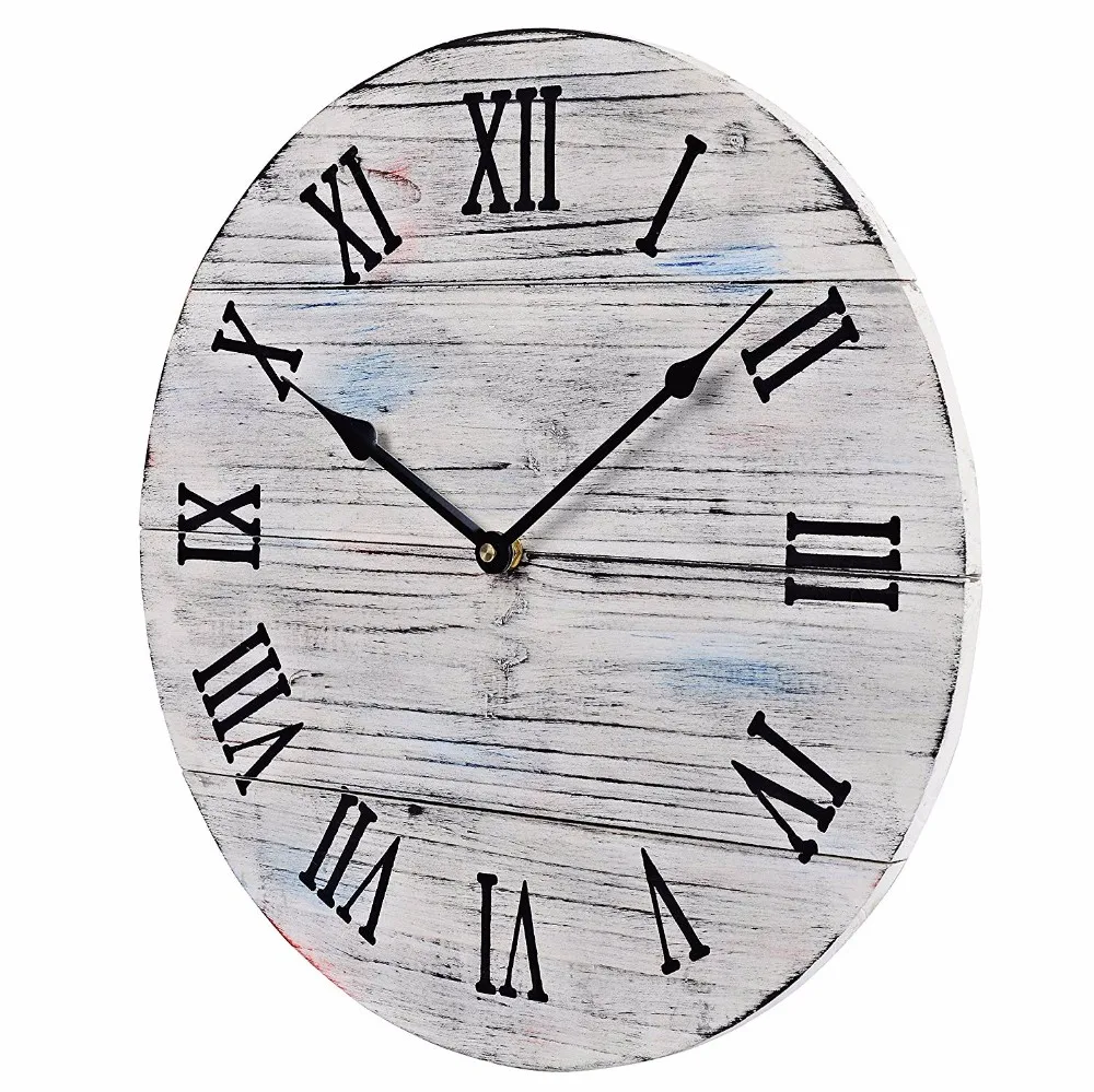 White Rustic Farmhouse Solid Wood Large Decorative Wall Clock Buy Solid Wood Wall Clock,Wall