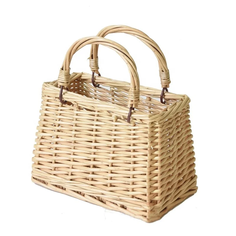 

vintage eco friendly mini wicker kids handbags for girls for wedding baskets, Natural