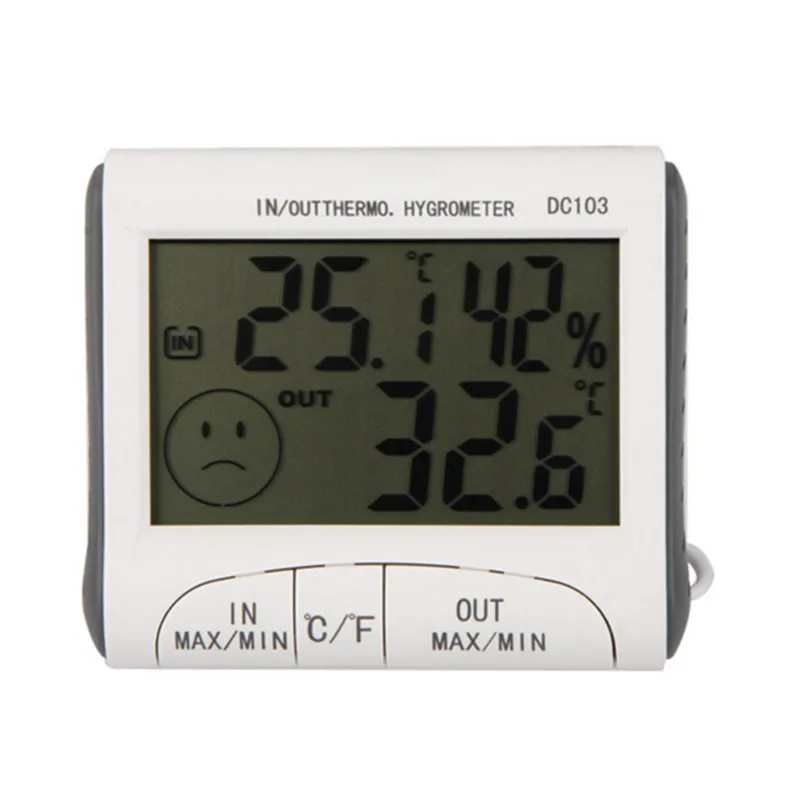1X DC103 Digital LCD/higrómetro y termómetro para temperatura interior exterior calibre higrómetro Sensor