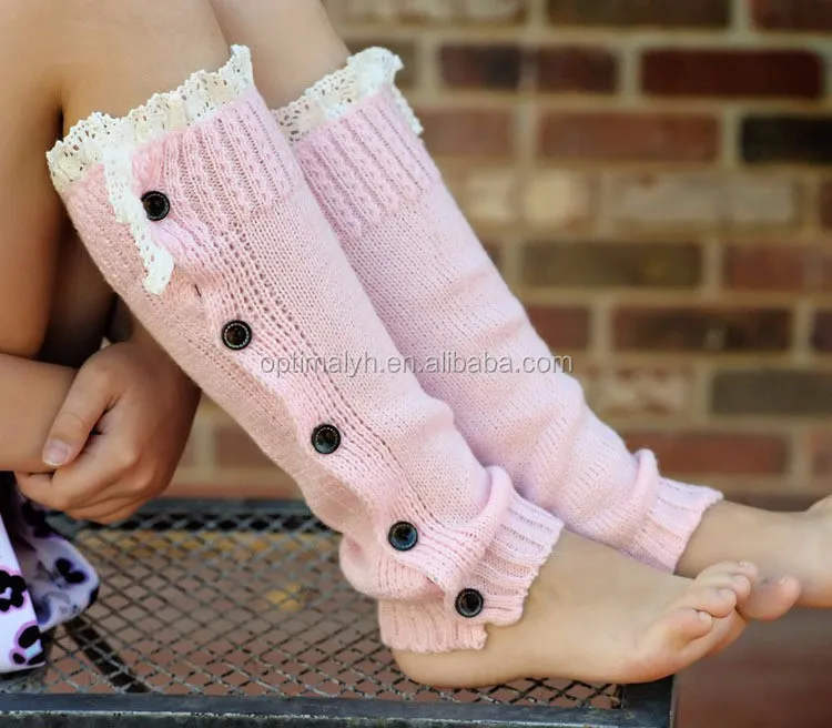 Wholesale Baby Leg Warmers Knitting Pattern Kids Winter Ruffled Lace