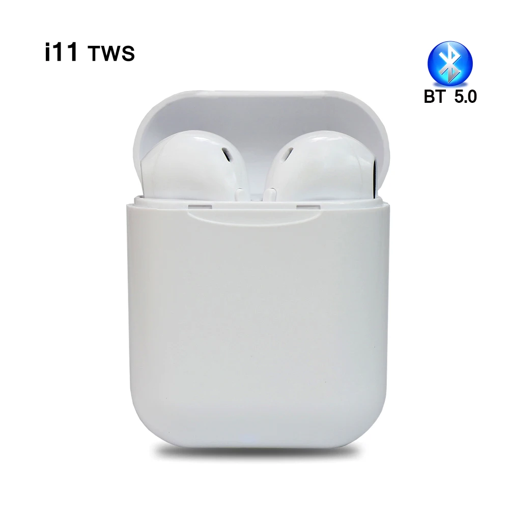 

Newest i11 tws Wireless Earphone 5.0 Bluetooth Headphone air ear Mini Earbuds Headset for iPhone X iPad Apple Watch samsung pods, White