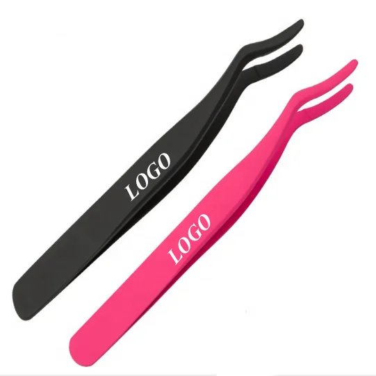 

Custom Logo Eyelash Tweezers Stainless Steel Eye Lash Applicator Eyelash Tools Private Label, Customized