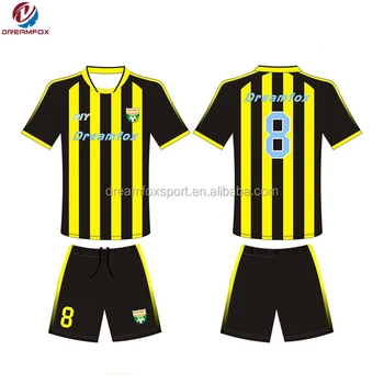 Wholesale Custom Sublimation Own Black Yellow Soccer Jersey