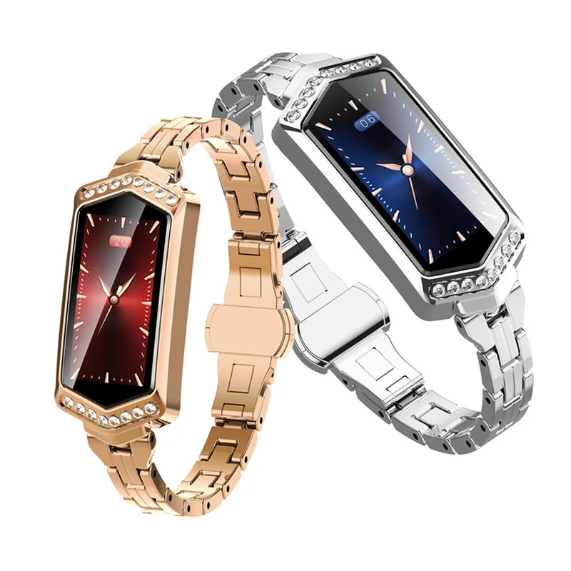 

0.96 IPS color screen Diamond Lady Smartwatch B78 with Heart rate Blood Pressure Waterproof Female Smart Watch Women Wristband, Blue/purple/gold/silver