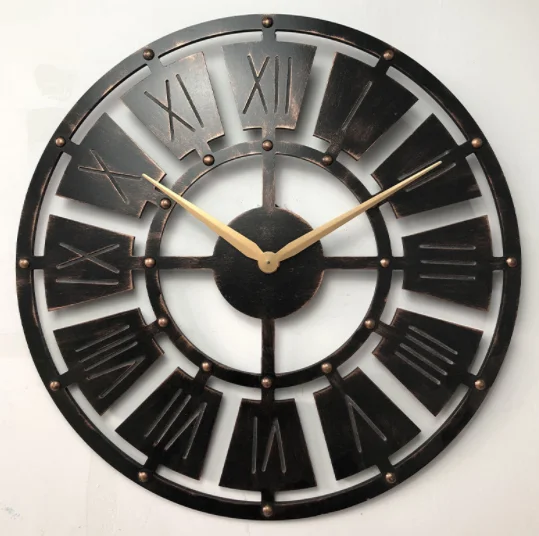 
Beautiful cheap price large hanging Roman number metal industrial style wall clock for living room decor 
