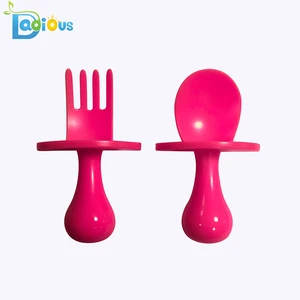 Image of 2019 Hot Sale Baby Fork And Baby Spoon Colorful First Self Feeding Tableware Fork Spoon