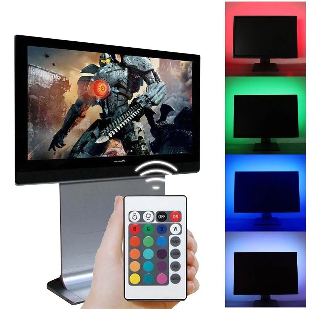Get Quotations · Huayang USB LED TV Backlight 20" | DC 5V | 3528 RGB LED  Strip Lights
