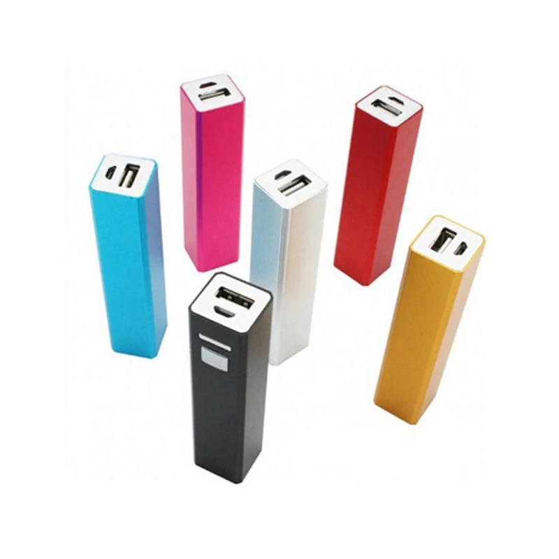 

Colorful -Logo Imprint 18650 Lithium battery Rectangular cylinder shape 2600 mAh power bank charger