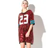 Wholesale Blank Reversible Custom Sparkly Women's Oversize Long Tee Hip Hop Bling Tshirt Sequin Dance Loose T Shirt Dress