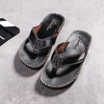 Factory Wholesale Fashion Comfortable Beach Pu Bamboo Leather Men
