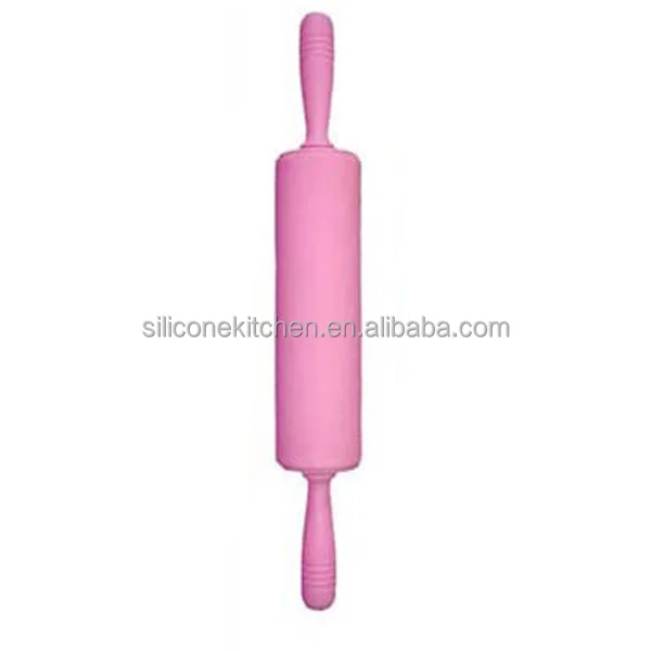 
High Quality Kitchen Utensils Dough Silicone Rolling Pin with Wood Handle 