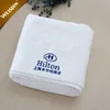Luxury white 800gsm embroidery logo hotel 100% cotton terry towel with dobby header bar