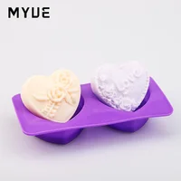 

New silicone mold hollow heart-shaped rose mold wave LOVE LOVE rose out of the soap about 70 grams