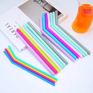 Image of Food Grade FDA Colorful Reusable Portable Drinking Silicone Straw
