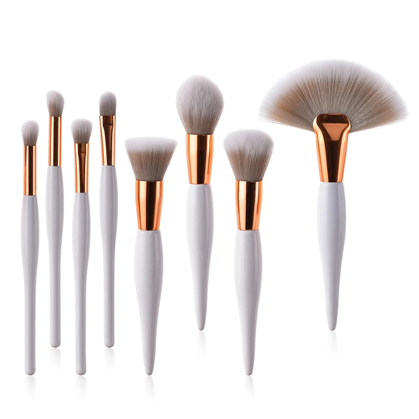

8 pcs Private Label Cosmetics Makeup White Small Belly Powder Brush Eyeshadow Brush