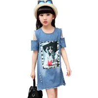 

Children's wear girl's dress summer new cartoon denim skirt factory direct sale