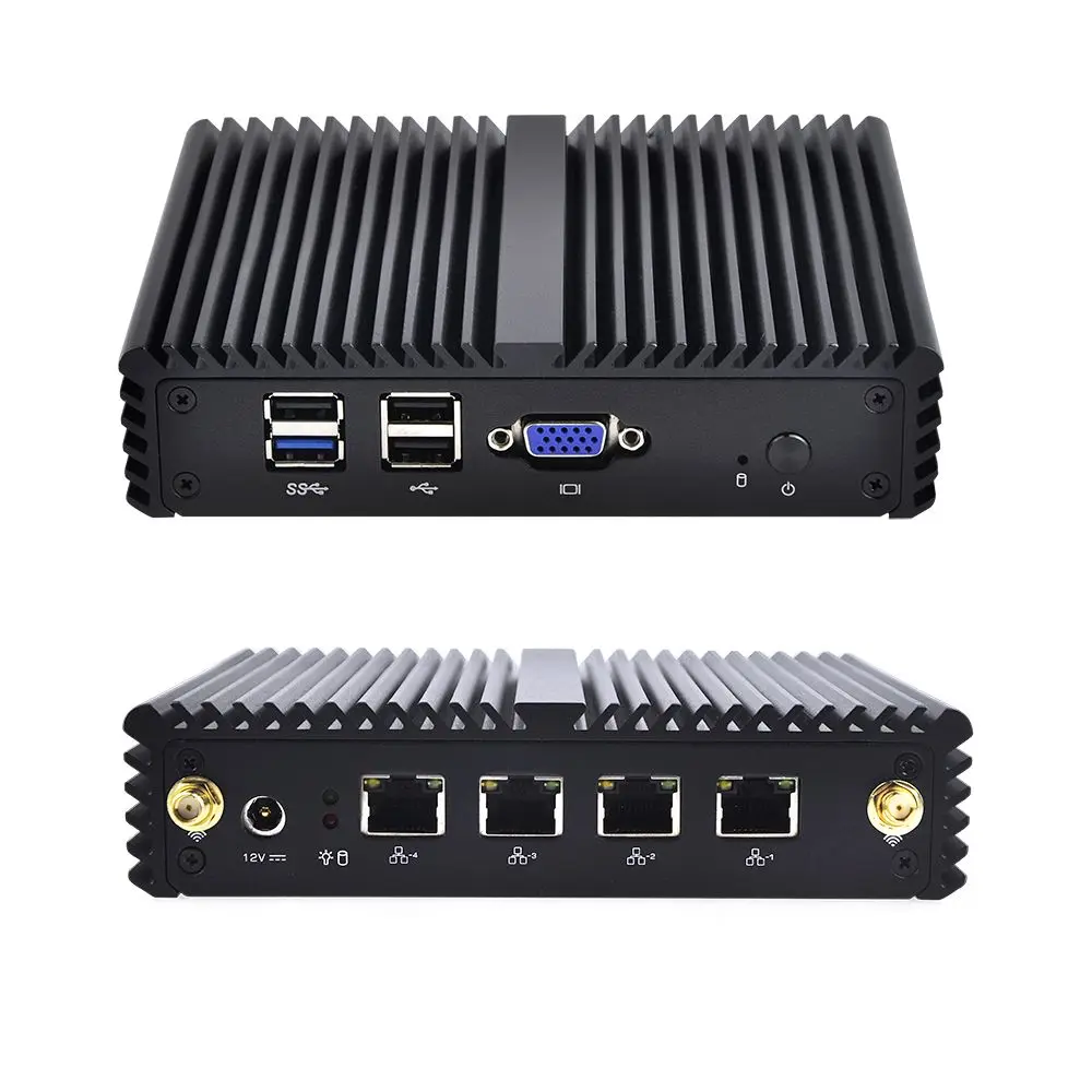 

j1900 4 lan Qotom Q190G4N With celeron J1900 ,up to 2.42 GHz Vga,4*USB X86 Pfsense box, Black