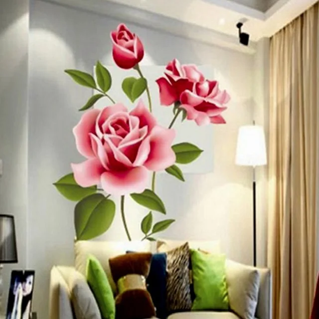 Removable Peony Rose Flower Wall Stickers Mural Art Decal Home Living Room HA 