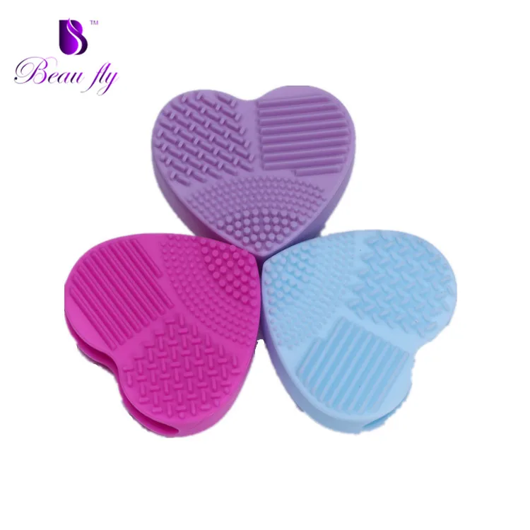 

Top Selling Heart Shape Washing Scrubber Silicone Make Up Brushes Cleaner Mat Cosmetic Brush Cleaning Mat, As pics