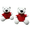 Customize 9 Inch soft stuffed animal plush toy white polar bear with red cloths