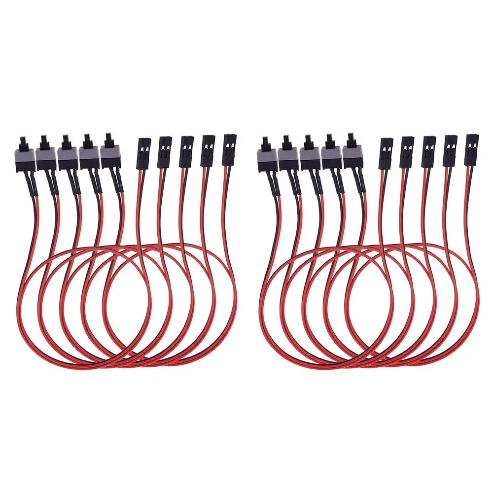 Fancasee (10 Pack) PC Motherboard Power Button Switch Cable PC Computer Case Internal Power/Reset Button Switch Cable ATX Case Push On/Off Button Switch Cord Wire (19.5 inch)