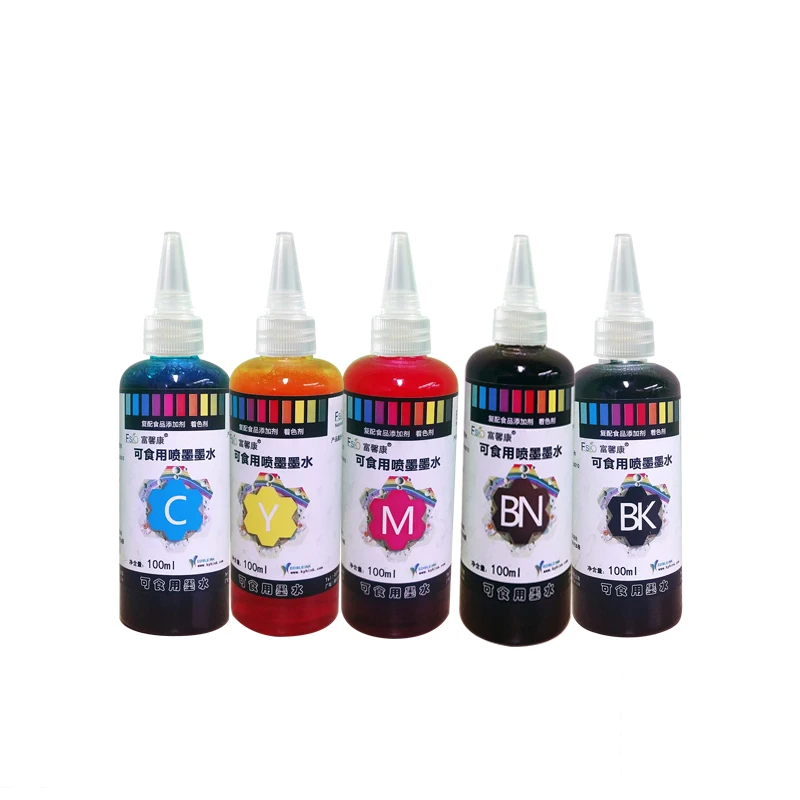 Natural Edible Ink Cmyk*100ml Per Set Waterbased Edible Ink For Coffee