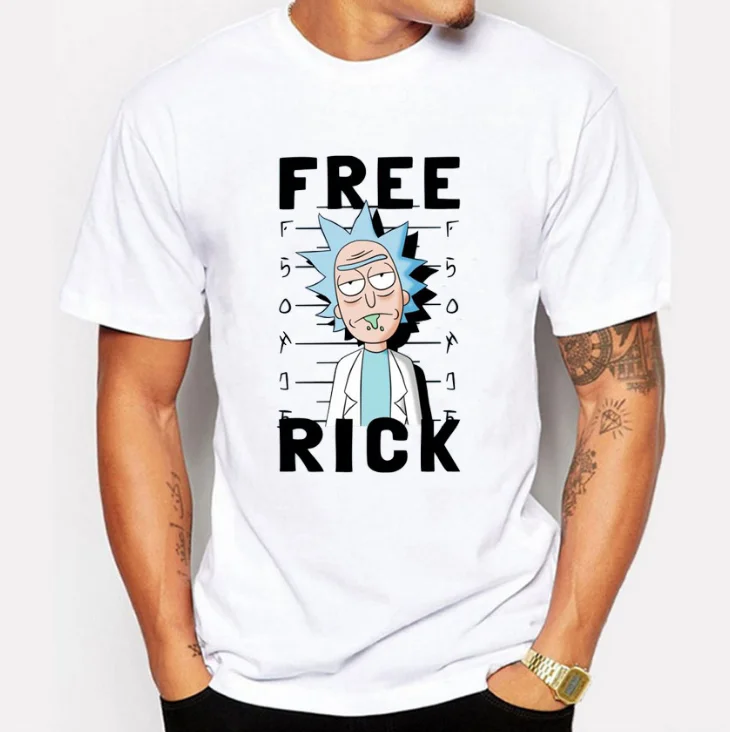 

Free and Rick Anime Digital Print Men's White T Shirt GOT Tyrion Graphic Humor Tee