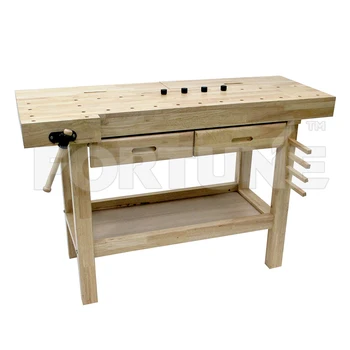 Woodworking Wooden Workbench With 2 Drawers Installation Size