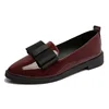 W932 Women Flats Comfortable Slip On Classic Casual Pointed Toe Black Oxford Shoes