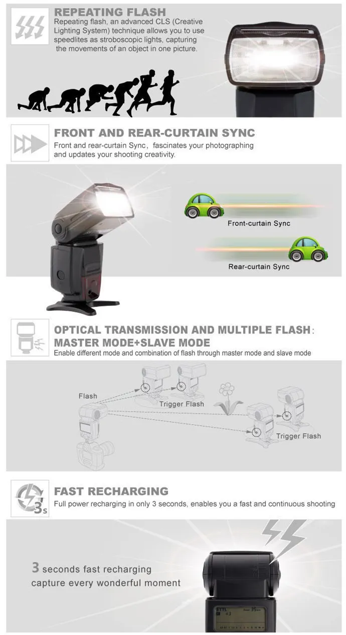 Mcoplus TTL flash MCO 580 for Canon DSLR Camera 5D mark III 7D 70D TTL Camera Flash Speedlight