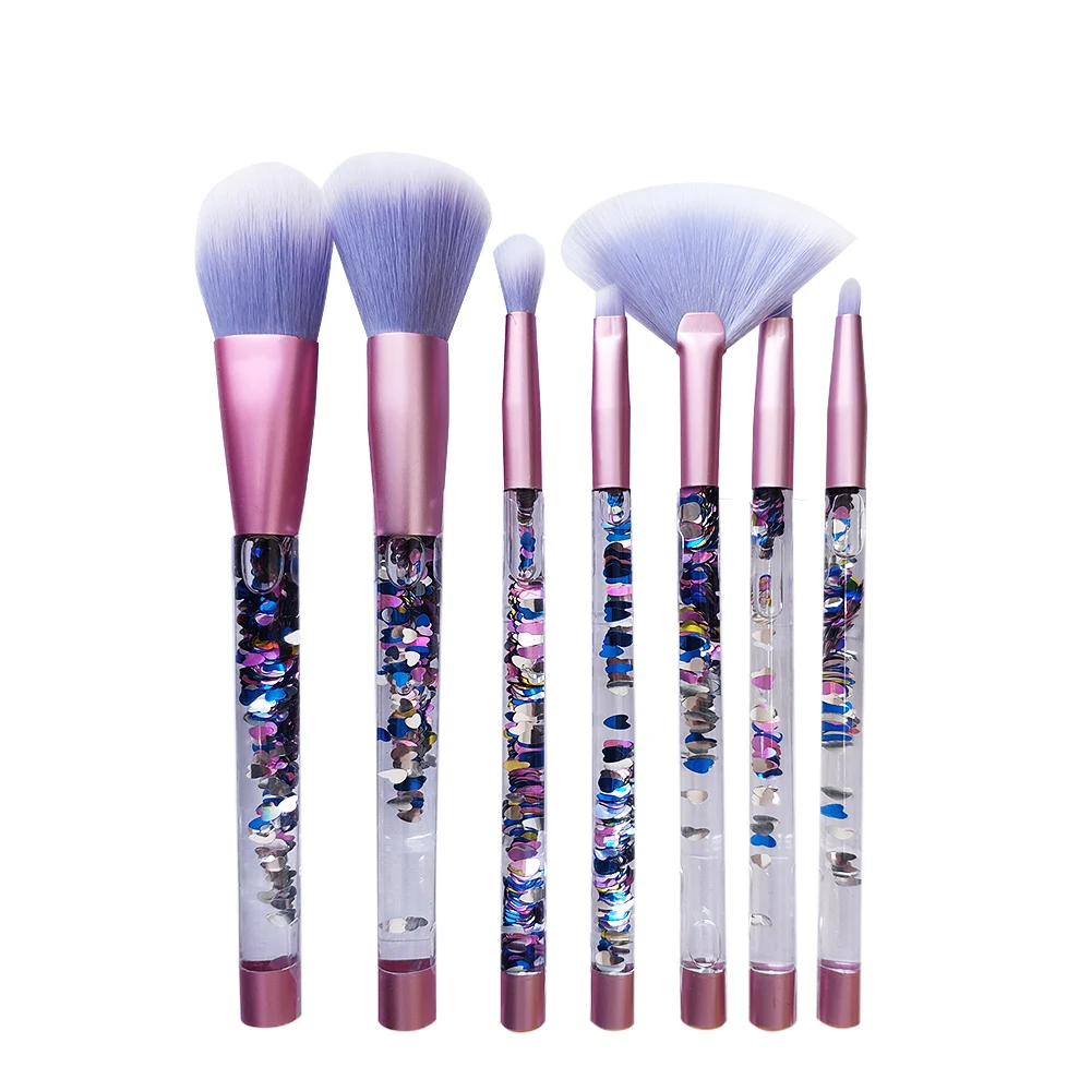 

7pcs Glitter Factory Supply OEM Makeup Brush Set Professional, Purple or customized color