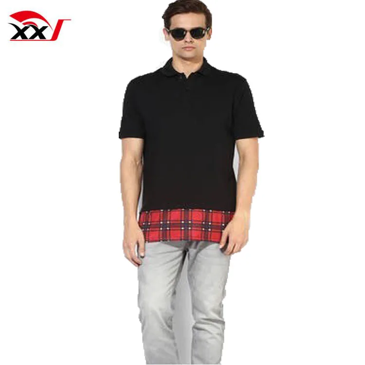 

New street wear fashion apparel Incult black longline solid pique polo tshirt online shopping