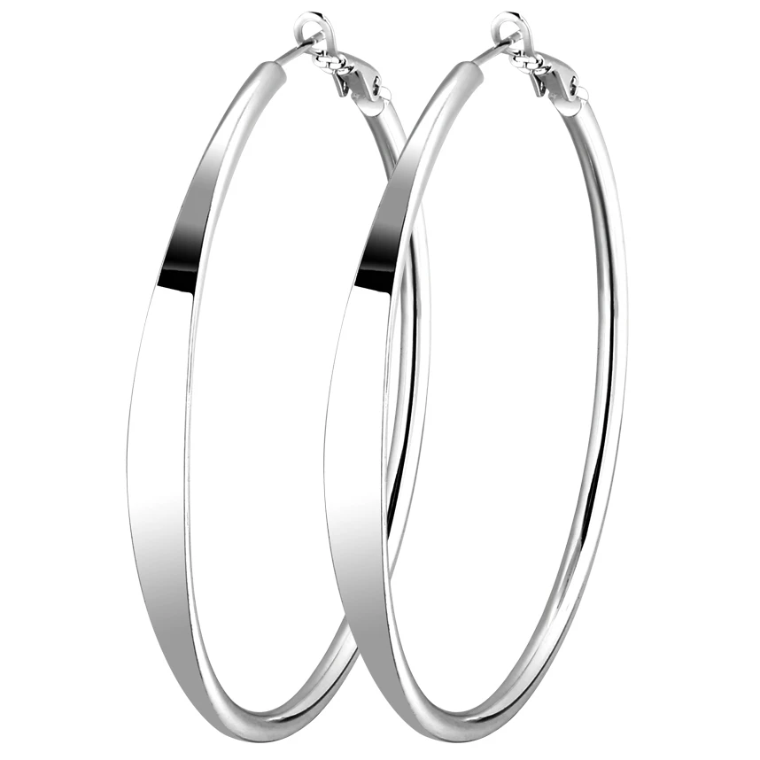 

AE8001901 Xuping hoops earings for women, ladies earrings designs pictures, round earring designs, Rhodium color