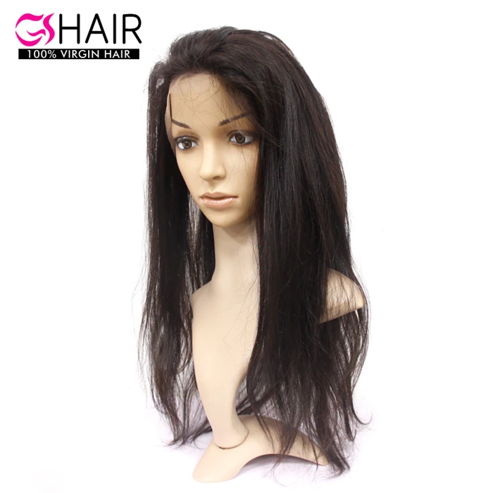 

New arrival fast shipping virgin hair straight 360 lace frontal wig, Natural color 1b#