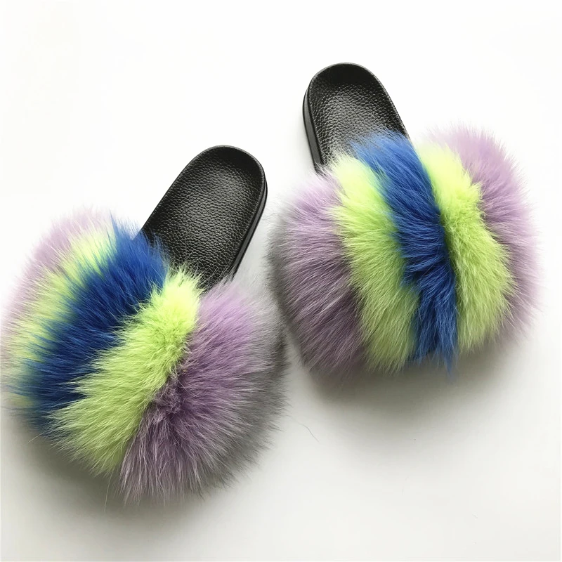 

Ladies Women Fur Slippers Slides Custom Furry Slides Slippers Fur Sandals Wholesale Fur Slides Slippers Women, Picture