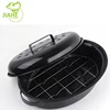Hot Sale Style Small Size Oval Enamel Chicken Roaster Pan With Rack And Lid