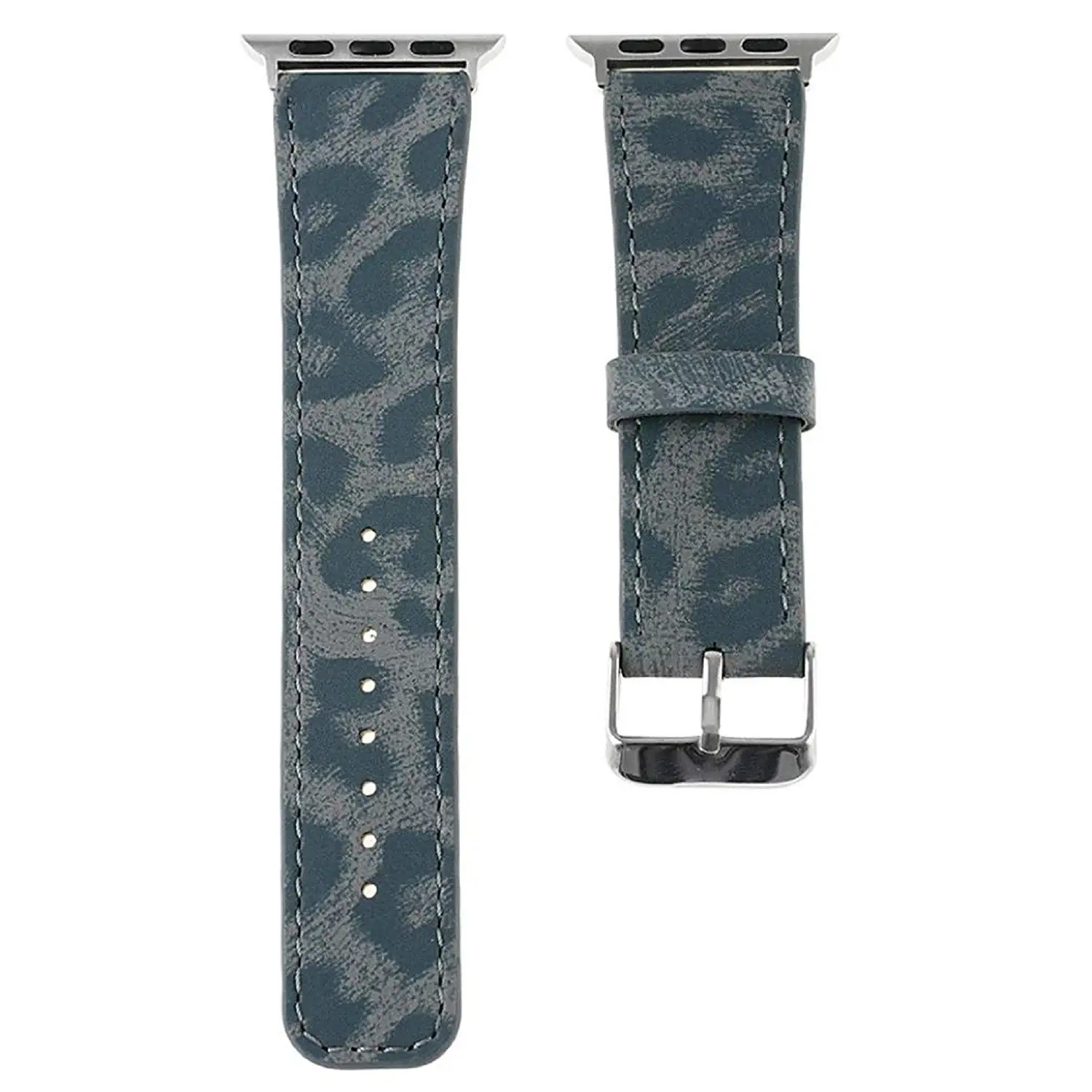 Owill Durable Leather Leopard Striped Pattern Strap Replacement Watch Band Wrist Strap For Apple Watch 38MM,Suitable Wrist 160-225MM (Blue)