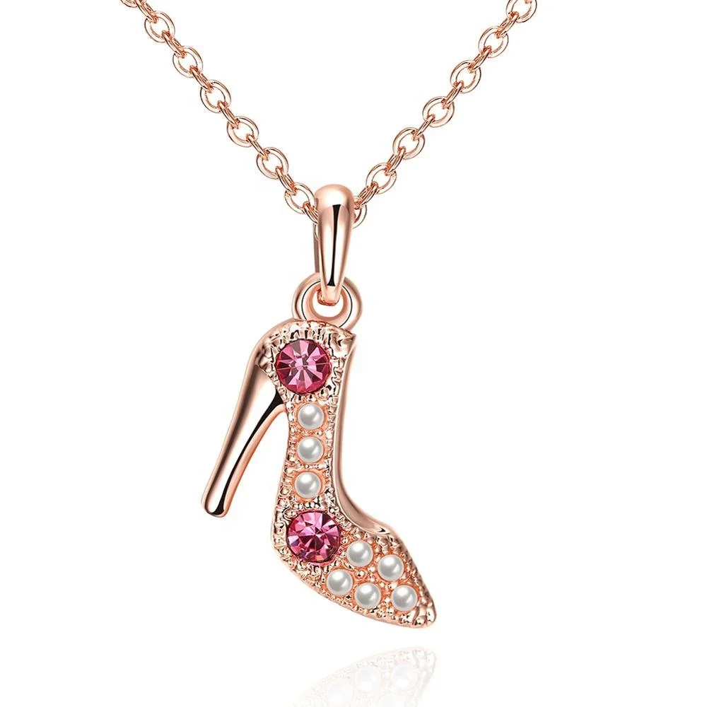 

shoes necklace crystal High heels pendant necklace, Multi,customized color