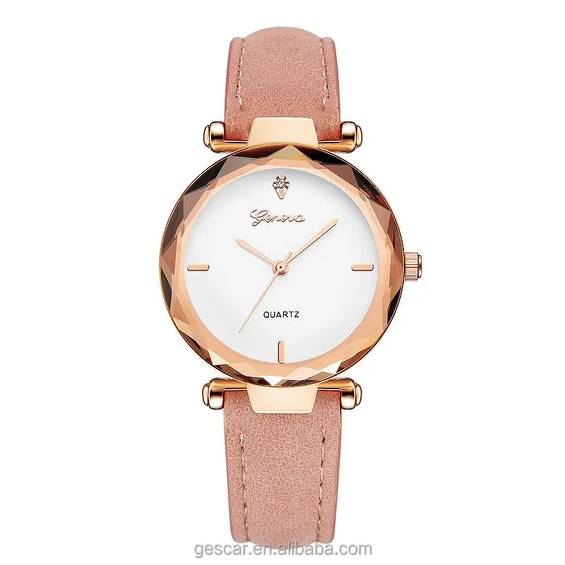 

geneva 607 fashion hot selling lady crystal leather casual wrist watch women