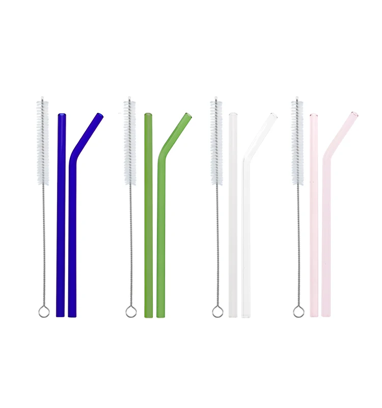

Durable Using portable colored straight drinking reusable glass bent straws