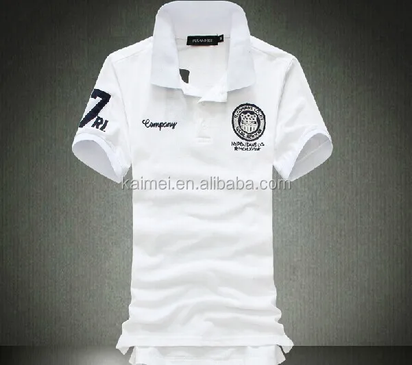 Wholesale High Quality White 50% Cotton 50% Polyester Pique Polo Shirts With LOGO Embroidery Design