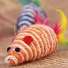 Factory direct pet cat toy cute sisal mouse colored feather tail throwing toy