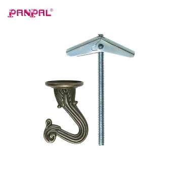 Iron Antique Brass Plated Swag Ceiling Wall Hanging Clothes Antique Coat Hook With Toggle Bolts Buy Hanging Hook Wall Hook Hook For Clothes Product