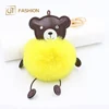 Trade Assurance Jtfur Made In China Vivid Colour Yellow Pompom Bear Faux Fur Key Chain