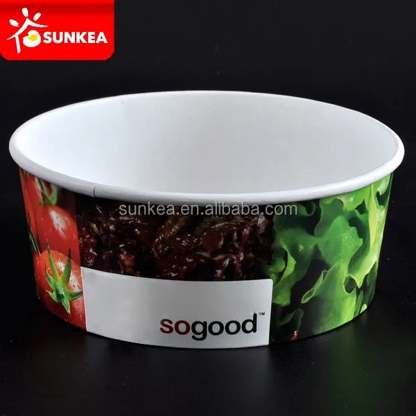 Fast food packaging Disposable printed take away biodegradable containers kraft paper bowl with  lid