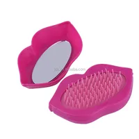 

Sexy Hot Anti-static Lip Shape Hair Brush With Mirror