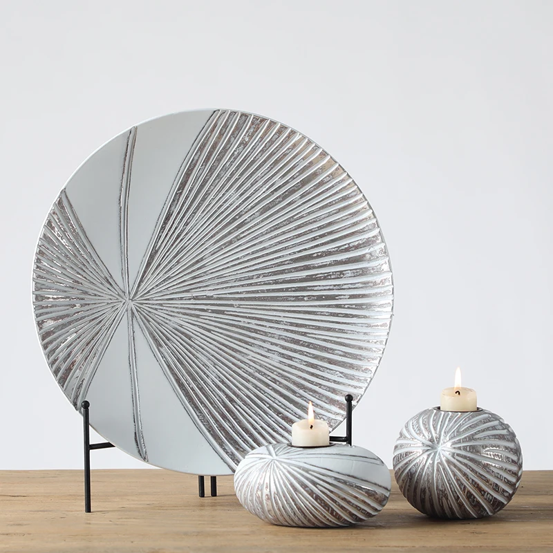 2019 Vintage Decor Home Wholesale Polyresin Plate Decorative Candle